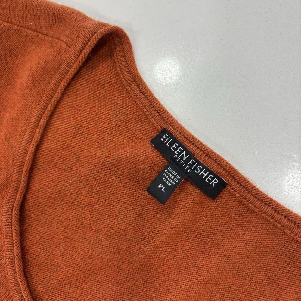 Eileen Fisher Top Womens Size Large Petite Wool Cashmere Rabbit Hair Orange - Picture 3 of 7